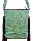 American Darling ADBG394TR Messenger Hand Tooled Genuine Leather Women Bag Western Handbag Purse