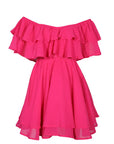 Chiffon Off The Shoulder Ruffle Layered Shirred Nimi Dress