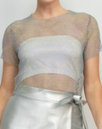 SALE The Harmony Mesh Net Rhinestone Top
