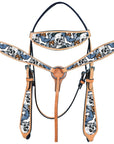 Western Horse Headstall Breast Collar Set American Leather Skull Hilason
