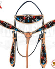 Western Horse Headstall Breast Collar Set American Leather Spider Hilason