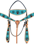 Western Horse Headstall Breast Collar Set American Leather Spider Hilason