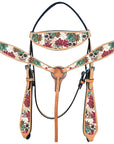 Western Horse Headstall Breast Collar Set American Leather Skulls Hilason