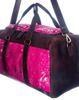 American Darling ADBG474BRWBK Duffel Hair On Genuine Leather Women Bag Western Handbag Purse