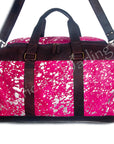 American Darling ADBG474BRWBK Duffel Hair On Genuine Leather Women Bag Western Handbag Purse