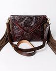 American Darling ADBG476ANTBR Envelope Hand Tooled Genuine Leather Women Bag Western Handbag Purse