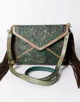 American Darling ADBG476ANTBR Envelope Hand Tooled Genuine Leather Women Bag Western Handbag Purse