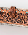 American Darling ADBG487BR Wallet Hand Tooled Hair On Genuine Leather Women Bag Western Handbag Purse