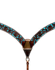 HILASON Western Horse Tack Set American Leather Dark Brown & Turquoise Inlay