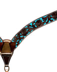 HILASON Western Horse Tack Set American Leather Dark Brown & Turquoise Inlay