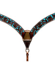 HILASON Western Horse Tack Set American Leather Dark Brown & Turquoise Inlay