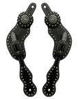 Western Leather Spur Straps Diamond Sparkle Carved Spur Straps Hilason