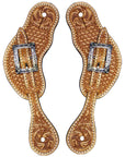Western Leather Spur Straps Diamond Sparkle Carved Spur Straps Hilason