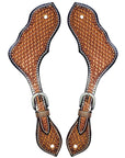 Western Leather Spur Straps Diamond Sparkle Carved Spur Straps Hilason