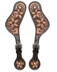 Western Leather Spur Straps Diamond Sparkle Carved Spur Straps Hilason
