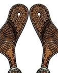 Western Leather Spur Straps Diamond Sparkle Carved Spur Straps Hilason