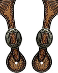 Western Leather Spur Straps Diamond Sparkle Carved Spur Straps Hilason
