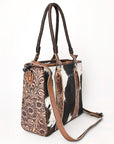 American Darling ADBGH101 Tote Hand Tooled Hair-On Genuine Leather Women Bag Western Handbag Purse