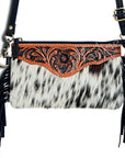 American Darling Small Crossbody Hand Tooled Hair On Genuine Leather Women Bag Western Handbag Purse