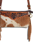 American Darling Small Crossbody Hand Tooled Hair On Genuine Leather Women Bag Western Handbag Purse