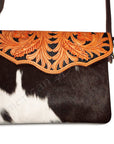 American Darling Envelope Hand Tooled Hair On Genuine Leather Women Bag Western Handbag Purse