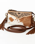 American Darling Small Crossbody Hand Tooled Hair On Genuine Leather women bag western handbag purse