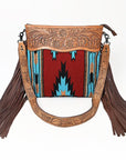 American Darling ADBGZ139G Signature Crossbody Hand Tooled Saddle Blanket Genuine Leather Women Bag Western Handbag Purse
