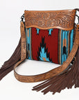 American Darling ADBGZ139G Signature Crossbody Hand Tooled Saddle Blanket Genuine Leather Women Bag Western Handbag Purse
