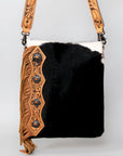 American Darling ADBG464BRW Chaps Bag Hand Tooled Hair On Genuine Leather Women Bag Western Handbag Purse