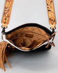American Darling ADBG464BRW Chaps Bag Hand Tooled Hair On Genuine Leather Women Bag Western Handbag Purse