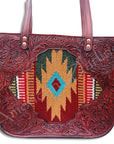 American Darling ADBGH110 Tote Hand Tooled Saddle Blanket Genuine Leather Women Bag Western Handbag Purse