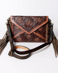 American Darling ADBG476ANTBR Envelope Hand Tooled Genuine Leather Women Bag Western Handbag Purse
