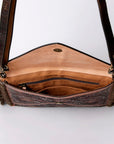 American Darling ADBG476ANTBR Envelope Hand Tooled Genuine Leather Women Bag Western Handbag Purse