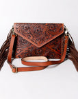 American Darling ADBG476ANTBR Envelope Hand Tooled Genuine Leather Women Bag Western Handbag Purse
