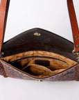American Darling ADBG476ANTBR Envelope Hand Tooled Genuine Leather Women Bag Western Handbag Purse