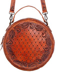 American Darling ADBG498A Canteen Hand Tooled Genuine Leather Women Bag Western Handbag Purse