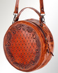 American Darling ADBG498A Canteen Hand Tooled Genuine Leather Women Bag Western Handbag Purse