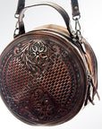 American Darling ADBG498A Canteen Hand Tooled Genuine Leather Women Bag Western Handbag Purse