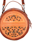 American Darling ADBG498A Canteen Hand Tooled Genuine Leather Women Bag Western Handbag Purse