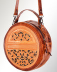 American Darling ADBG498A Canteen Hand Tooled Genuine Leather Women Bag Western Handbag Purse