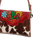 American Darling ADBGD103 Envelope Hand Tooled Hair-On Genuine Leather Women Bag Western Handbag Purse