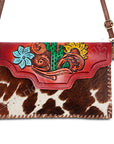 American Darling ADBGD103 Envelope Hand Tooled Hair-On Genuine Leather Women Bag Western Handbag Purse