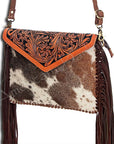 American Darling ADBGD104 Clutch Hand Tooled Hair-On Genuine Leather Women Bag Western Handbag Purse