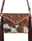American Darling ADBGD104 Clutch Hand Tooled Hair-On Genuine Leather Women Bag Western Handbag Purse