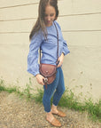 Leather Saddle Bag Purse with Detachable Strap