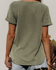 Corded Short Sleeve V-Neck Top