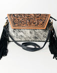 American Darling ADBGD111 Envelope Hand Tooled Hair-On Genuine Leather Women Bag Western Handbag Purse