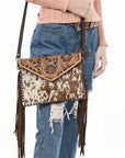 American Darling ADBGD112 Envelope Hand Tooled Hair-On Genuine Leather Women Bag Western Handbag Purse