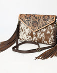 American Darling ADBGD112 Envelope Hand Tooled Hair-On Genuine Leather Women Bag Western Handbag Purse