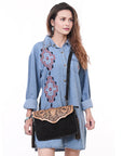 American Darling ADBGD113 Envelope Hand Tooled Genuine Leather Women Bag Western Handbag Purse